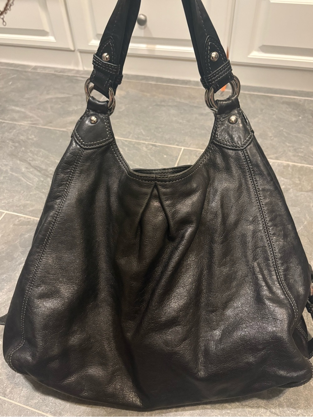 Coach Black Leather Shoulder Hobo Bag